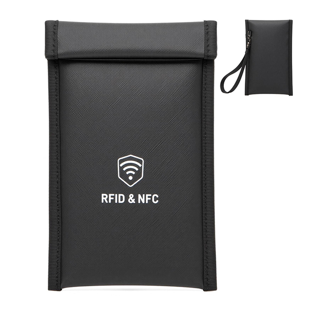 Faraday Phone Bag Signal Blocker Blocks 5G Bluetooth WiFi GPS, Fireproof Waterproof Anti-Scratch Silicon Pouch 19.56*18.80 cm