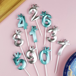 Bougies d'anniversaire numériques 3D bougies d'âge couronnes colorées fournitures de fête d'enfants numériques - Product Image 2