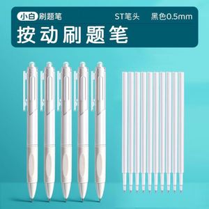 0.5ปากกาเจลแบบกดสีขาวบริสุทธิ์สำหรับทำความสะอาดทำความสะอาดทำความสะอาดง่ายแปรงสำหรับนักเรียนแห้งเร็วเรียบเนียนดูดี - Product Image 5