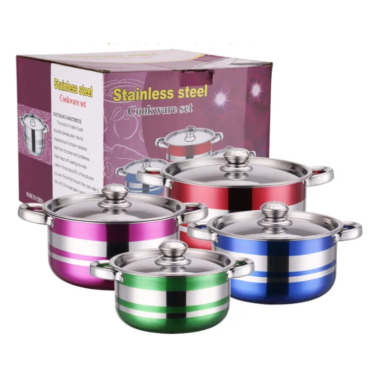 8 adet 10 adet Set paslanmaz çelik tencere setleri renkli pişirme Pot güveç mutfak seti