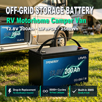 Batterie TPENERGY 12,8V 200Ah LFP à décharge profonde avec protection BMS 4S pour stockage solaire hors réseau, camping-car et bateau