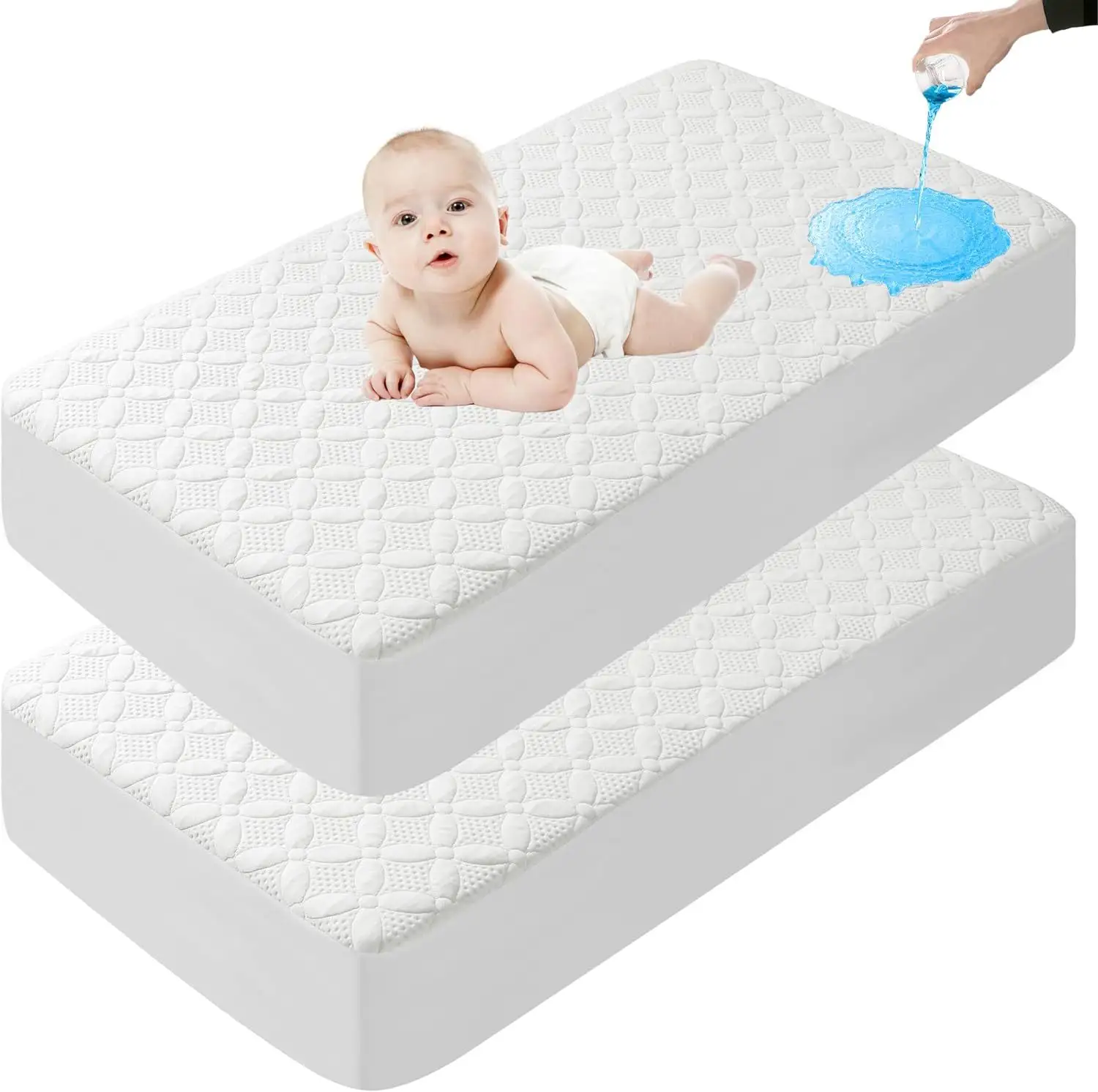 Customized Mini Fitted Toddler Bed Cover Cotton Fitted Waterproof Crib Protector for Baby