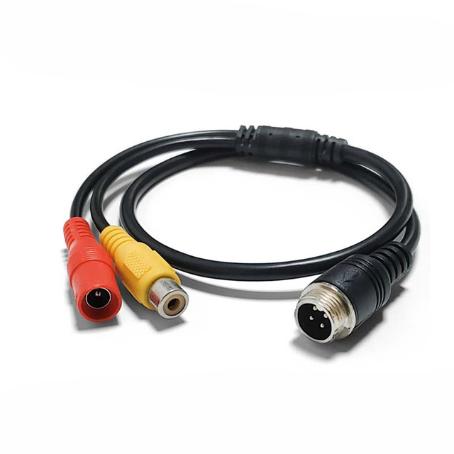 D1521 female 4 pin male to rca female+DC female adapter for car camera