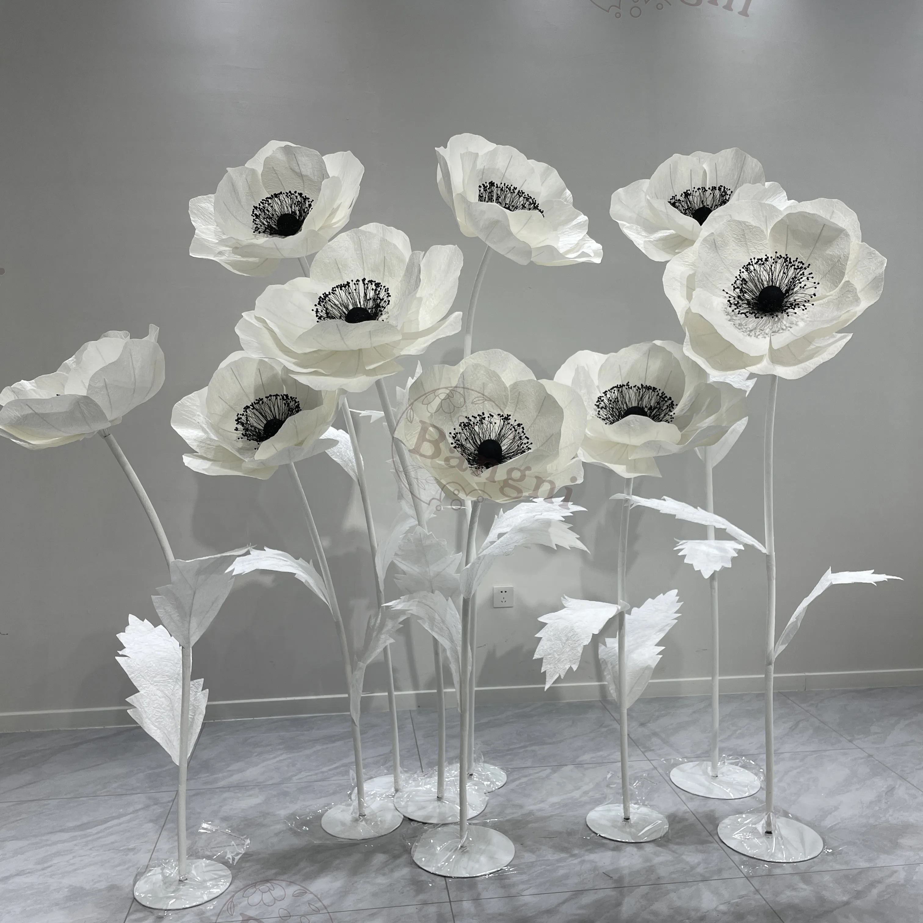 Hot Sell Customized Artificial Flowers Giant Anemone Lifelike Paper Flowers Stage Party Wedding Decorations Background