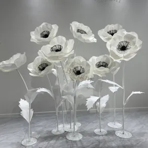Venta caliente flores artificiales personalizadas anémona gigante flores de papel realistas escenario fiesta boda decoraciones fondo
