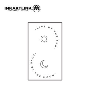 INKARTLINK - <span class=keywords><strong>Tatuaje</strong></span> <span class=keywords><strong>Minimalista</strong></span> de Sol y <span class=keywords><strong>Luna</strong></span>, Frase 'Vive por el Sol, Ama por la <span class=keywords><strong>Luna</strong></span>', Arte Corporal Semipermanente a Base de Hierbas, 15 Días de Duración, para Brazo - Product Image 4