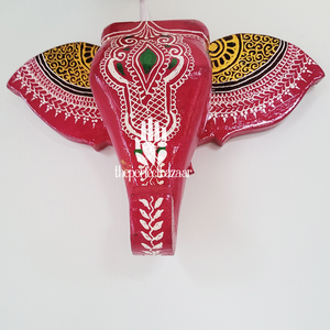 Décoration murale tête d'éléphant en bois couleur rose - Product Image 6