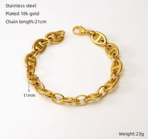 Bracelet personnalisé en acier inoxydable avec <span class=keywords><strong>boucle</strong></span> en fer à cheval, bracelet ouvert en forme <span class=keywords><strong>de</strong></span> <span class=keywords><strong>nez</strong></span> <span class=keywords><strong>de</strong></span> cochon, bracelet chaîne en grains <span class=keywords><strong>de</strong></span> café pour femmes et hommes - Product Image 4