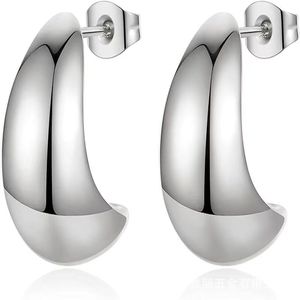 Pendientes de Aro de Acero Inoxidable para Mujer, Diseño de Gota de Agua, Ligeros, Huecos, Abiertos, Joyería de Moda - Product Image 1