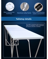 Table de pique-nique pliante moderne en aluminium pour l'extérieur, 3 m de long, idéale pour le collage de papier peint, les pique-niques et le camping