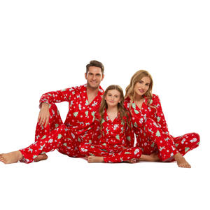 Hotsales Autumn Satin Family Matching Long Sleeve Couple <b>Pajama</b> Set Festival Party Sleepwear Drawstring Closure M-2XL - Product Image 6