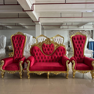 Chaises de trône dorées à dossier haut pour roi et reine, chaises de mariage royales de luxe <span class=keywords><strong>moins</strong></span> chères pour le marié et la mariée - Product Image 4