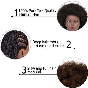 Tête de mannequin <span class=keywords><strong>d</strong></span>'entraînement afro professionnelle en gros - Cheveux humains noirs pour la pratique du tressage - Product Image 4