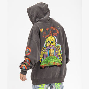 <span class=keywords><strong>Felpa</strong></span> Vintage con Stampa Teschio, Logo Personalizzato, <span class=keywords><strong>Felpa</strong></span> con Cappuccio da Designer, Felpe Oversize Hip Hop Graffiti per Uomo - Product Image 3