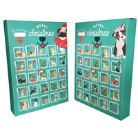 Boîte vide de calendrier de l'avent pour chien de Noël en carton recyclé avec revêtement UV et pelliculage mat pour emballage alimentaire biodégradable pour animaux de compagnie