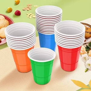 Tasses en plastique emballées individuellement de 9 onces tasses de fête à boire à double couleur tasses jetables en PP pour le mariage et la fête - Product Image 4