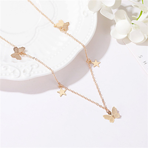 Trendz Simple Style papillon collier en métal Pentacle pendentif clavicule collier bijoux - Product Image 4