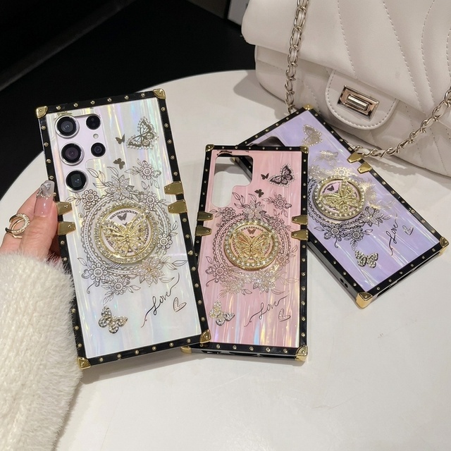 Luxury Diamond Butterfly TPU+PC Mobile Phone Case for Clear Scratch Resistant Shockproof Protective Bumper Cover