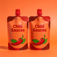 Sachets en plastique personnalisés imprimés avec bec verseur, étanches et haute barrière, pour sauce chili