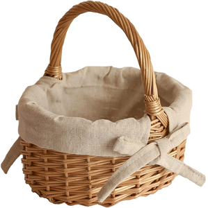 Panier de pique-nique ovale moderne en osier naturel, écologique, portable, multifonctionnel, avec poignée, pour courses, fleurs et emballage cadeau - Product Image 1