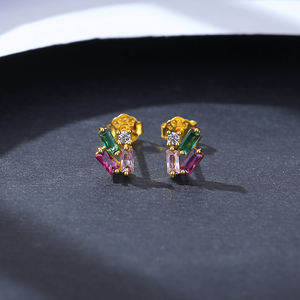 CZCITY anting-anting gaya Korea Wanita desainer perak <span class=keywords><strong>Zarconia</strong></span> 925 wanita trendi zirkon anting-anting warna-warni - Product Image 4