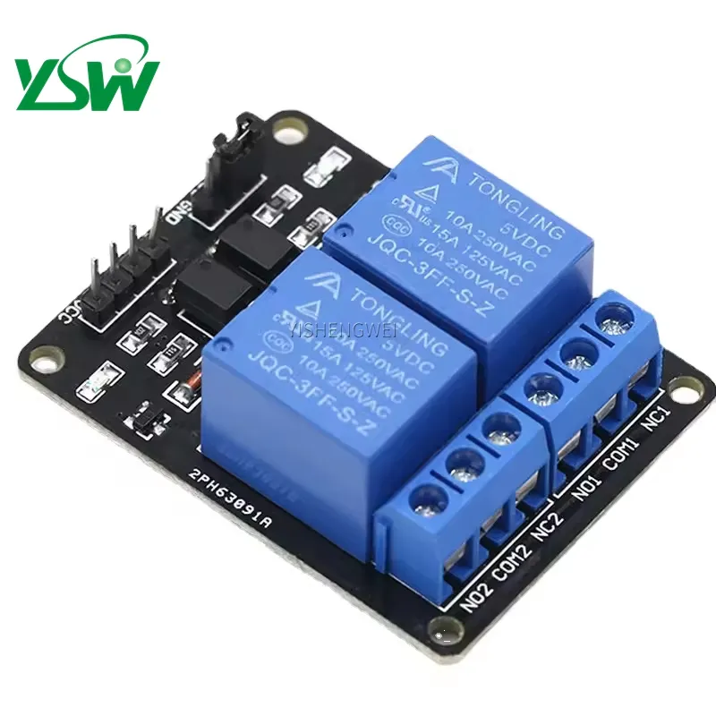 Modul Relay 2 saluran 5V, modul Relay 2CH 2 arah terpicu Level rendah dengan ekspansi Optocoupler untuk ARM PIC AVR DSP