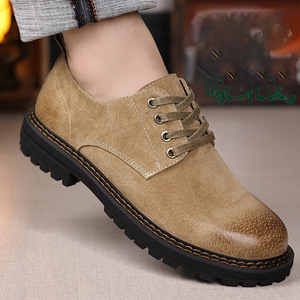 Men's Autumn <b>Head</b> Toe Lace-up Lightweight Solid PU Lining Rubber Outsole Korean Version Casual Retro Work British <b>Style</b> Trendy - Product Image 1
