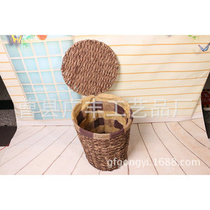 Panier à linge rond en osier avec couvercle pour organiser les vêtements, type sur pied, Cao County Shandong GF 33 - Product Image 1