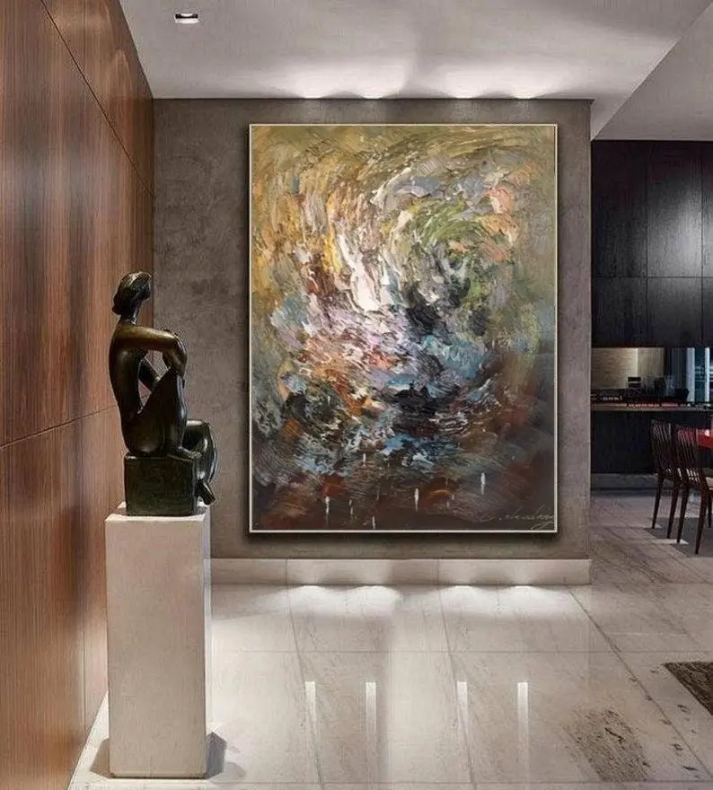 Modern simple wall art home decor painting handmade abstract landscape textured art oil painting on canvas