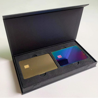 Caja de tarjeta de regalo de cartón rígido negro personalizada, caja de tarjeta de crédito de lujo de gama alta, caja de tarjeta Vip con ranuras de dos agujeros con magnético