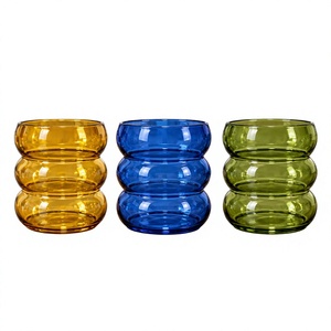 Ripple Tint <b>Glass</b> Tumbler 370 mL Custom Color Drinking <b>Cup</b> for Coffee Tea Water Bar Use - Product Image 2