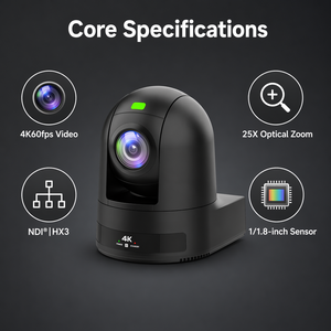 WIN-JK70SN Caméra PTZ 4K60 NDI HX3 12G-SDI avec zoom 25X, cadrage automatique, suivi IA 4K, traduction, vidéoconférence en direct 8.3MP - Product Image 5