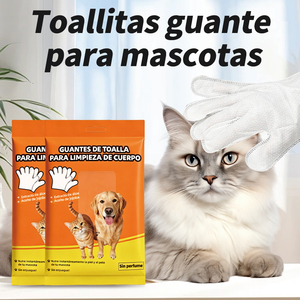Guantes de tela para limpieza corporal de mascotas con aceite de aloe y jojoba para perros y gatos, sin enjuague ni perfume - Product Image 4