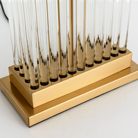 Lampe de table en cristal à rayures dorées et blanches de style moderne du milieu du siècle avec ampoule LED
