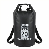 Sac à dos étanche en PVC noir personnalisé, 20L, avec double bretelles, idéal pour le kayak, la navigation, la pêche, la randonnée