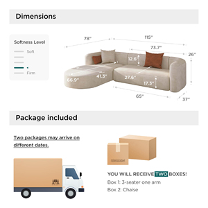 Bắc Âu Nén L Hình Dạng Sofa Cong Sang Trọng 2 Trong 1 Kem Nén Cong Thời Trang Cắt Ghế Sofa Boucle Nhung Vải - Product Image 2