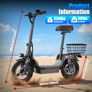 US Ready UL Certified Strong Scooter for Heavy Adults 330lbs 20MPH 28Mi Range 500W Motor Dual Brakes Front Basket T3 - Product Image 2