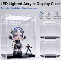 Vitrine en acrylique éclairée par LED, présentoir empilable pour figurines de collection, boîte de présentation en acrylique pour figurines d'action avec LED