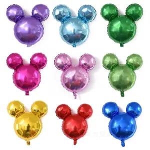 Papan Cahaya 18/24 Inci Balon Foil Aluminium Kepala Mickey Balon Pesta Ulang Tahun Kartun Mickey Mouse Balon Pesta Bayi