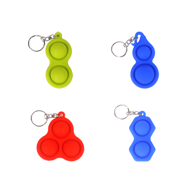 Custom Eco-friendly Silicone Car Keychain Mini Push Pop Bubble Toy Stress Relief Hand Pinch Colorful Custom Logo
