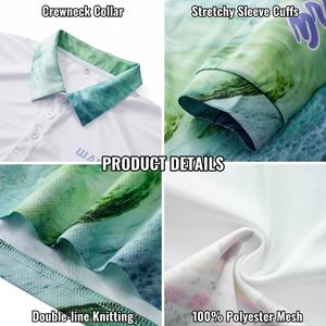 デザイン独自の長袖クルーネックPolos昇華プリント釣りジャージー男性用プレーンホワイト通気性釣りシャツ - Product Image 4