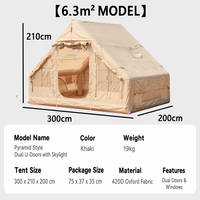 Tente de camping gonflable légère et portable de 6,3 m² pour 4 à 6 personnes, double couche, ouverture automatique rapide, une chambre, un salon, 300D