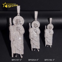 Nouvel Arrivage Bijoux Hip Hop Pendentif Jésus en Argent Sterling 925 Moissanite Couleur D VVS Grande Taille Iced Out avec Chaîne