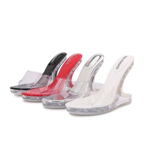 Chaussures Femme Transparentes à Talon Compensé, Mules à Bout Ouvert, Sandales à Talon Haut pour Femme, Robe de Soirée - Product Image 1
