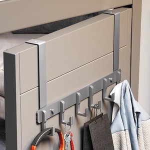 Wall Mounted Door Hooks No Drill <b>Clothes</b> Organizer Rectangle Shape Bathroom Bedroom <b>Storage</b> Rack 5 Hooks Heavy Duty - Product Image 1
