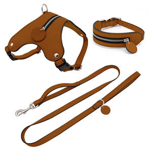 高級ソフトレザー犬用ハーネスリーシュセット調節可能卸売在庫製造リサイクル小型大型ペットカラーリードウォーキング - Product Image 6