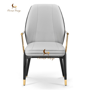 Custom Light Luxury <b>Dining</b> <b>Armchair</b> Gold Frame Leather Seat High End Designer Chair for Mansion Villa Furniture - Product Image 4