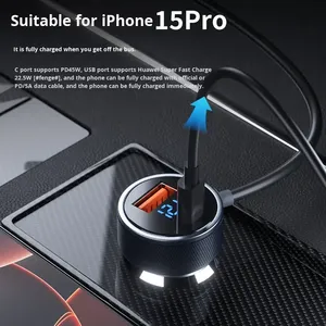 <span class=keywords><strong>Chargeur</strong></span> multifonction 6 ports avec affichage numérique, sortie 20V 3A, haute puissance, pour allume-cigare Starlink Mini, compatible QC3.0 & PD, 12-24V - Product Image 3