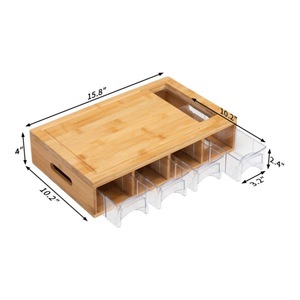 Tabla de Cortar de Bambú Rectangular con Cajones de Almacenamiento, Herramienta de Preparación de Alimentos para Cocina - Product Image 2