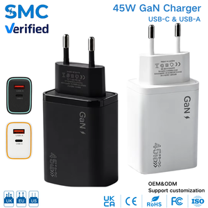 Chargeur mural GaN 45W, double port A+C, charge rapide, adaptateur secteur compact pour <span class=keywords><strong>smartphone</strong></span>, tablette, ordinateur portable, compatible OEM - Product Image 1